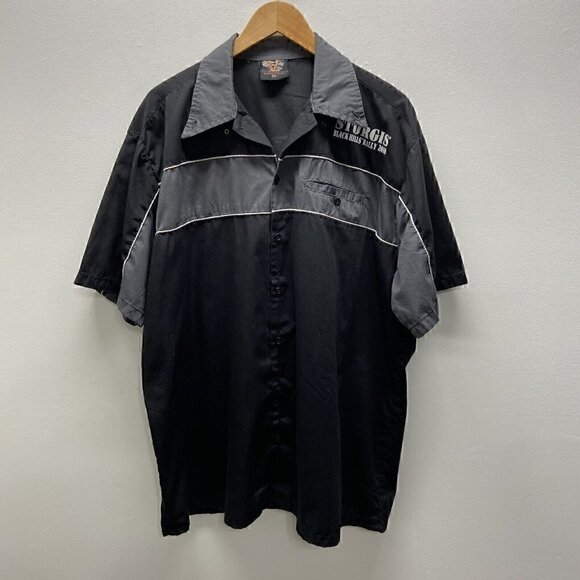 Sturgis Black Hills Rally 2016 Black 2XL Short Sleeve Button Men's Shirt - Picture 4 of 7